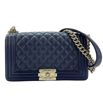 シャネル CHANEL ラムスキン ボーイシャネル ミディアム ショルダーバッグ【中古】