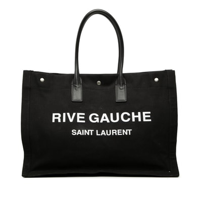 サンローラン リヴ ゴーシュ トートバッグ ハンドバッグ 509415 ブラック キャンバス レザー レディース SAINT LAURENT 【中古】