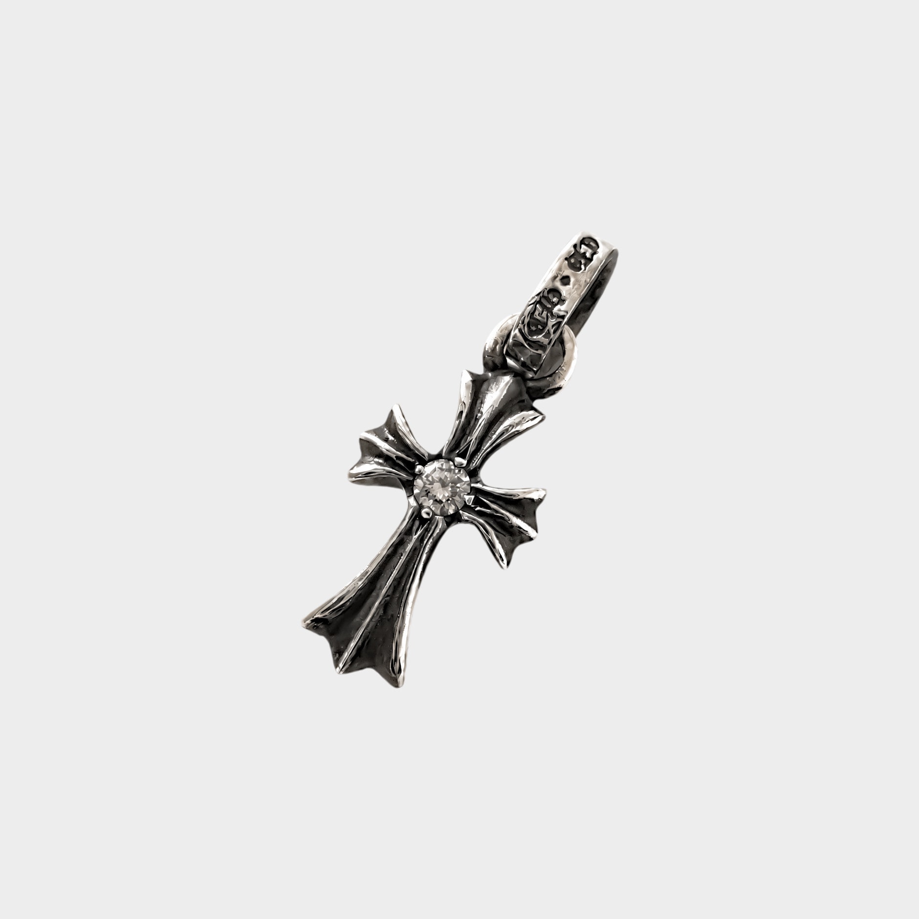 Chrome Hearts Baby Fat Cross Charm Diamond Pendant Top "Silver"