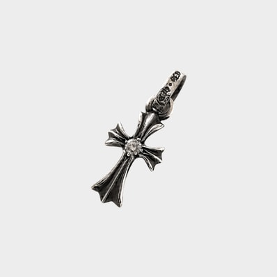 Chrome Hearts Baby Fat Cross Charm Diamond Pendant Top "Silver"