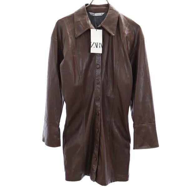 ZARA 長袖 フェイクレザー ワンピース