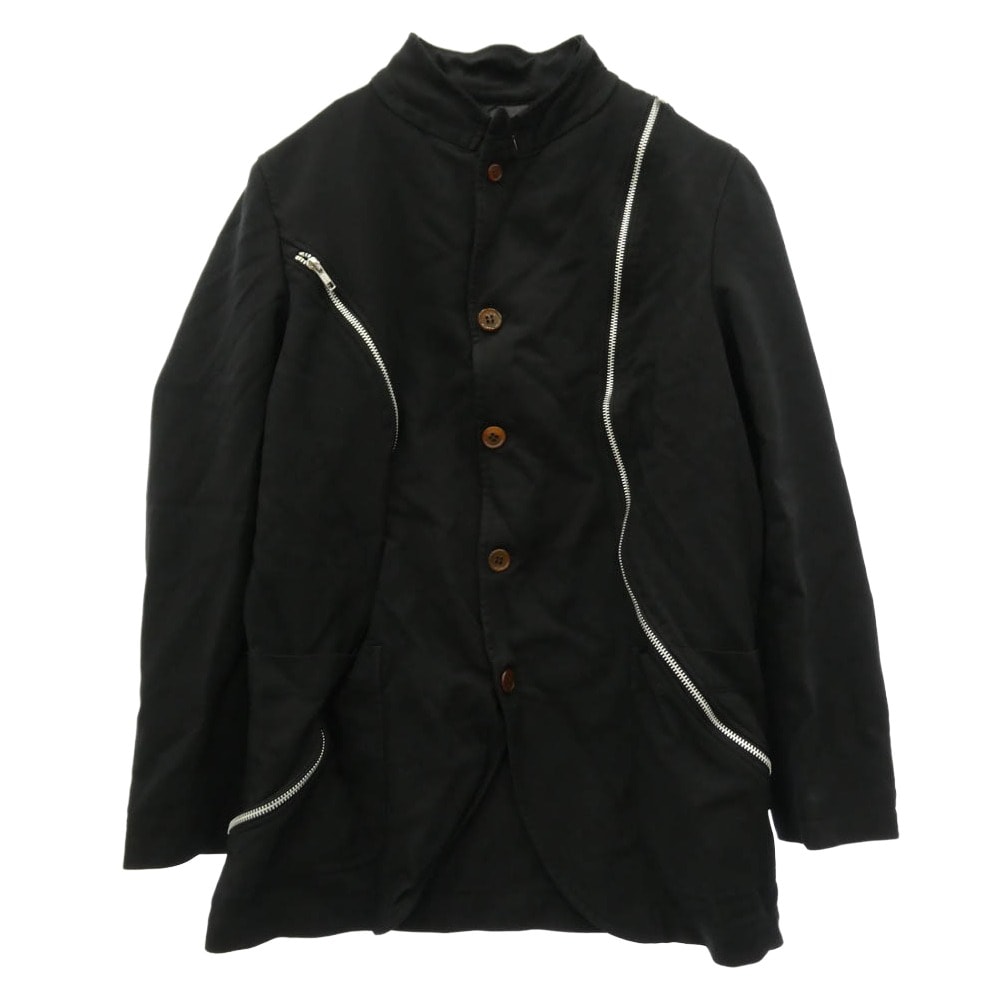 COMME des GARCONS コムデギャルソン ジャケット FQ-J510 SHIRT シャツ エステル縮絨 ポリ縮 ジップ テーラード ジャケット ブラック系 S【中古】