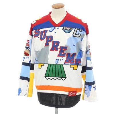 【中古】シュプリーム Supreme 2026年春夏 Paneled Hockey Jersey ポリエステル 長袖Tシャツ ホワイトxマルチカラー【サイズM】【メンズ】