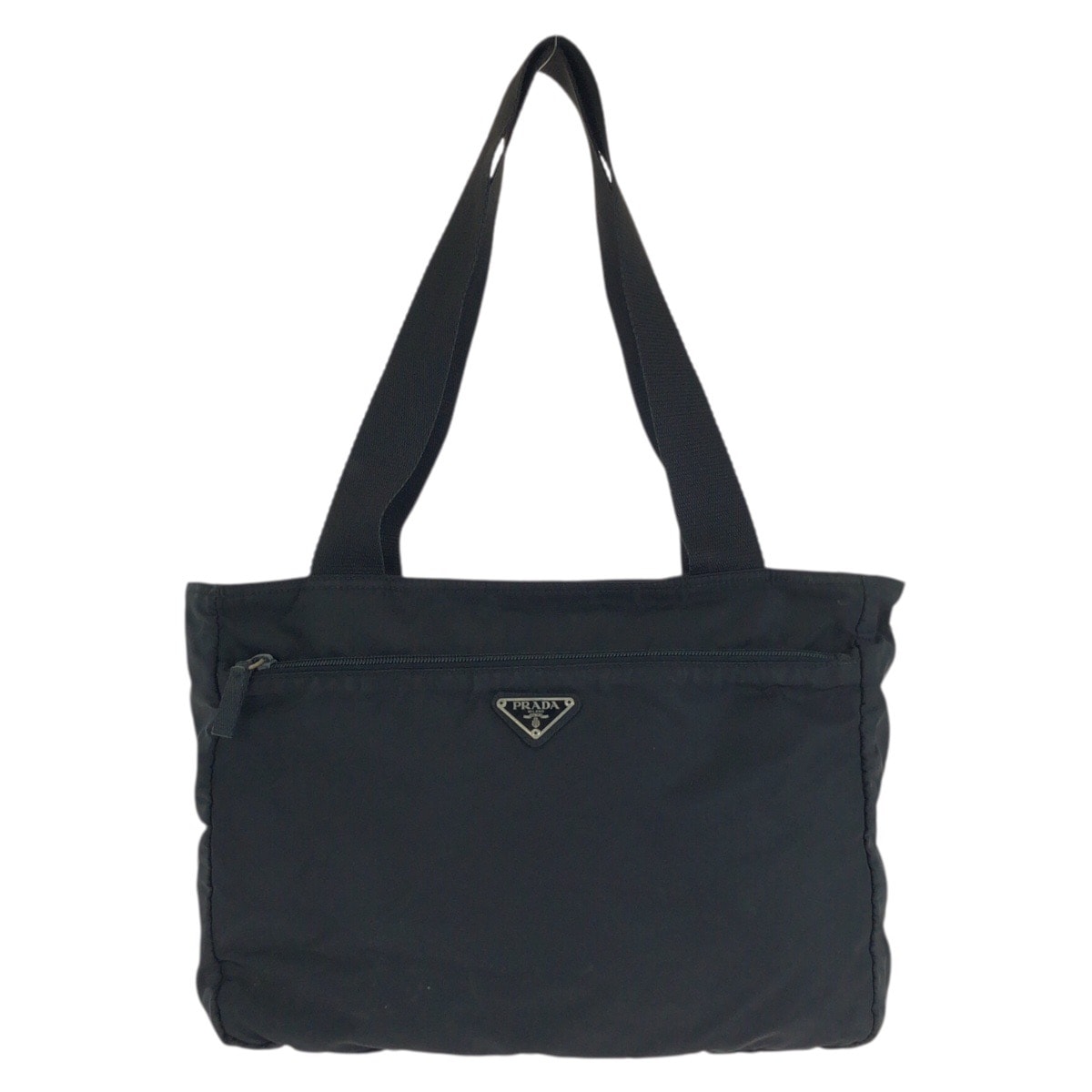 PRADA プラダ テスート 三角ロゴプレート ブラック 黒 シルバー金具 ナイロン トートバッグ ショルダーバッグ 603299 【中古】