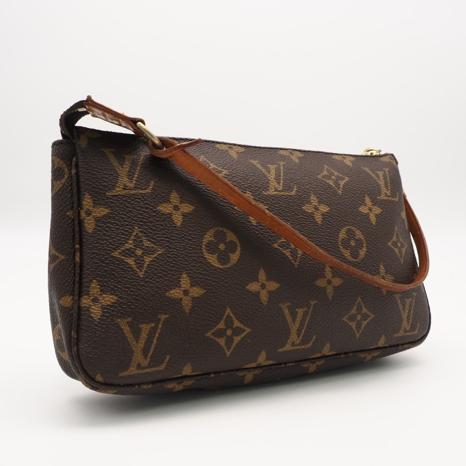LOUIS VUITTON ルイ・ヴィトン モノグラム ポシェットアクセソワール M51980 ハンドバッグ ブラウン ベージュ コーティングキャンバス ヌメ革 レディース
