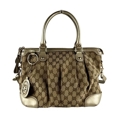 グッチ GUCCI ショルダーバッグ ハンドバッグ GGキャンバス/レザー ゴールド/ブラウン レディース 247902【中古】 z10100