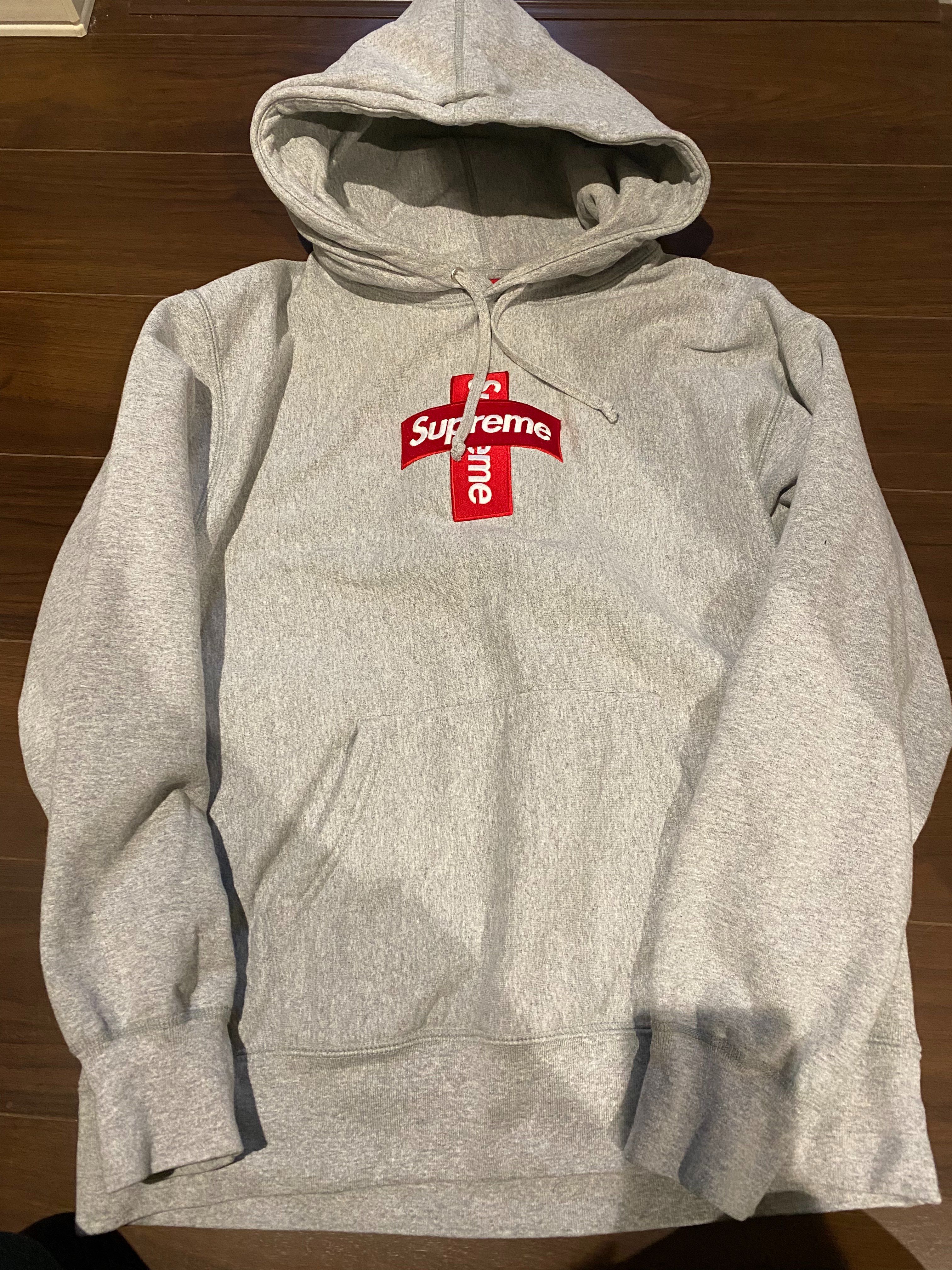 Supreme Cross Box Logo Hooded Sweatshirt "Grey"