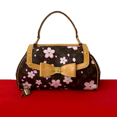 LOUIS VUITTON ルイヴィトン サックレトロ PM モノグラム チェリーブロッサム 村上隆コラボ レザー PVC ハンドバッグ ブラウン
522-6