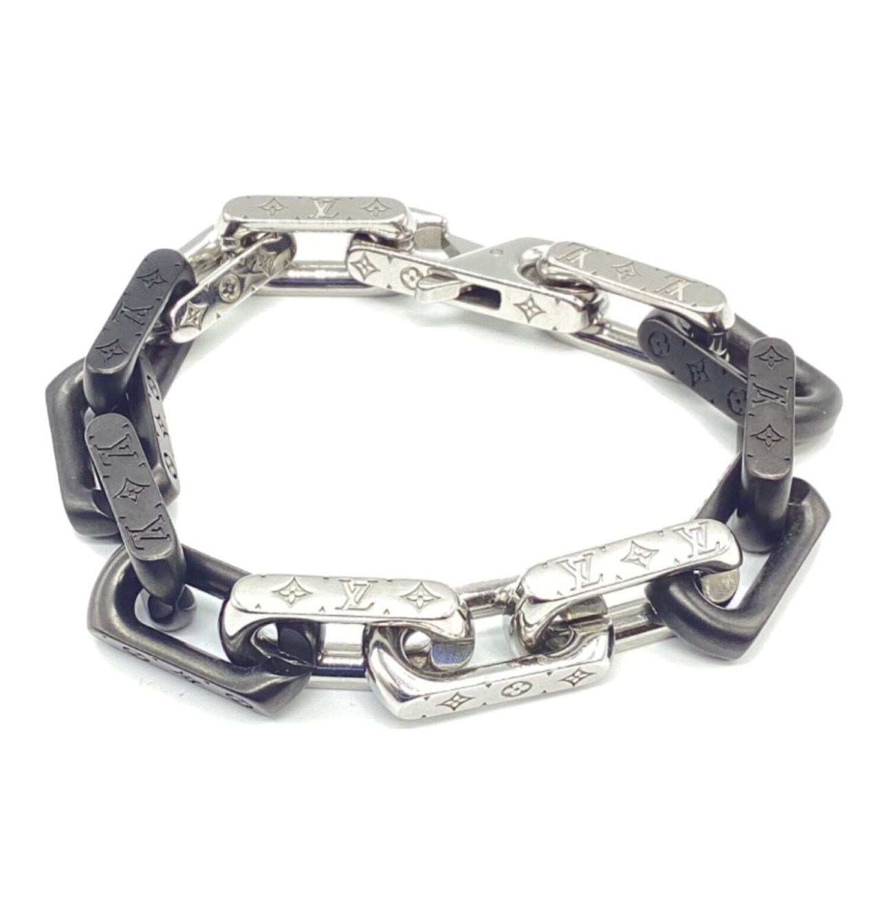 Louis Vuitton Monogram Chain Bracelet "Silver/Black"
