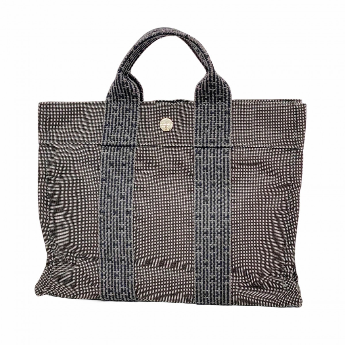 ★最終価格【6fa0342-k】エルメス トートバッグ エールラインPM キャンバス グレー シルバー金具【中古】メンズ レディース ユニセックス