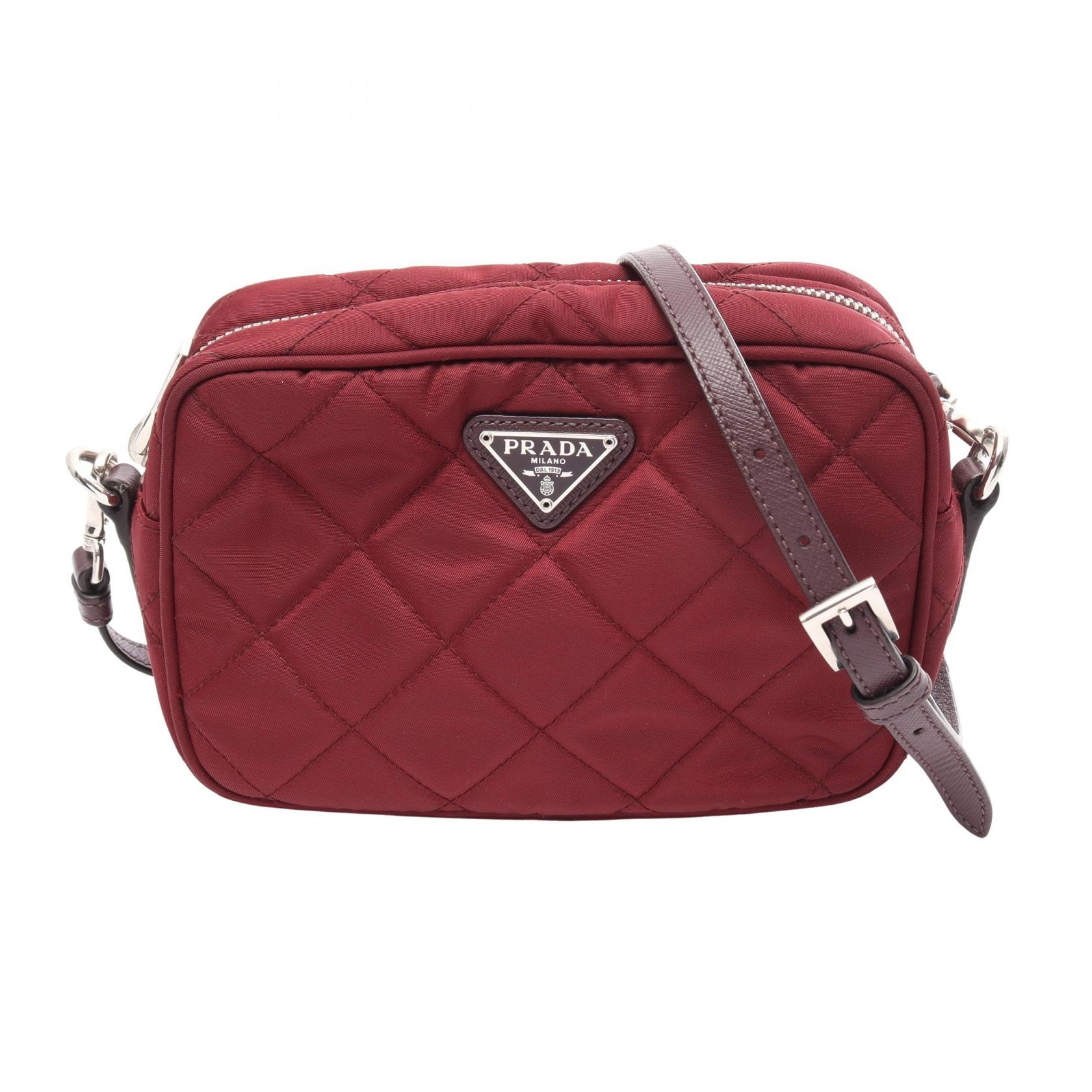 プラダ PRADA ショルダーバッグ バッグ ナイロン サフィアーノレザー レディース ボルドー系 BT1028 【中古】