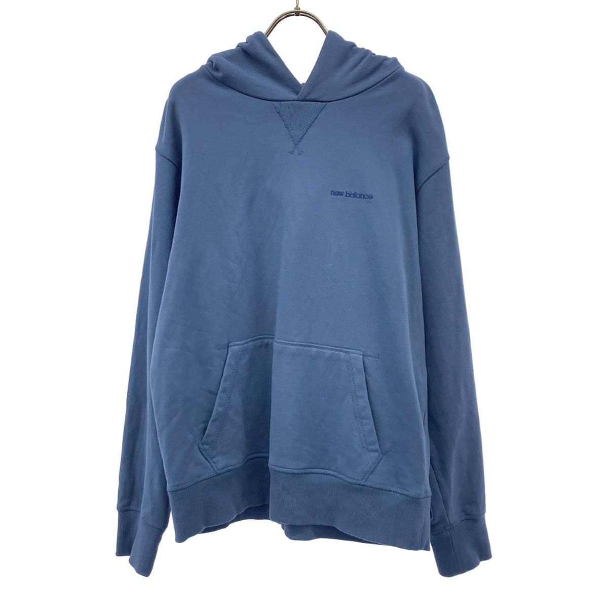 NEW BALANCE ニューバランス ロゴ刺繍 長袖 スウェットパーカー L ブルー プルオーバーパーカー