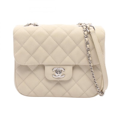 シャネル CHANEL マトラッセ スモールフラップ ショルダーバッグ バッグ キャビアスキン(グレインドカーフ) レディース ホワイト系 【中古】