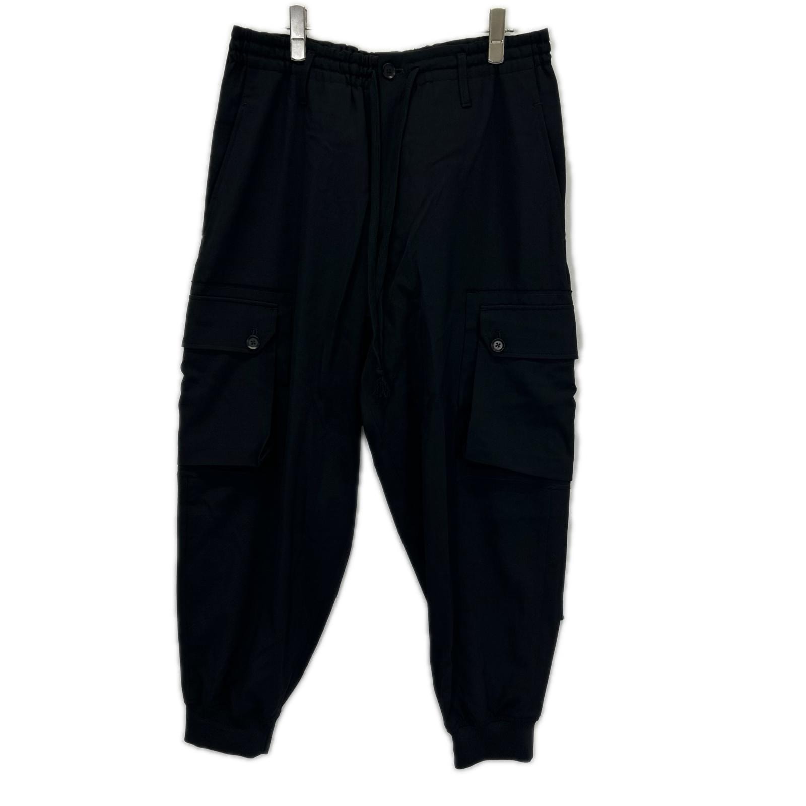 グラウンドワイ GA-P07-101 ブラック WOOL GABARDINE STANDARD RIBBED HEM CARGO カーゴパンツ 3