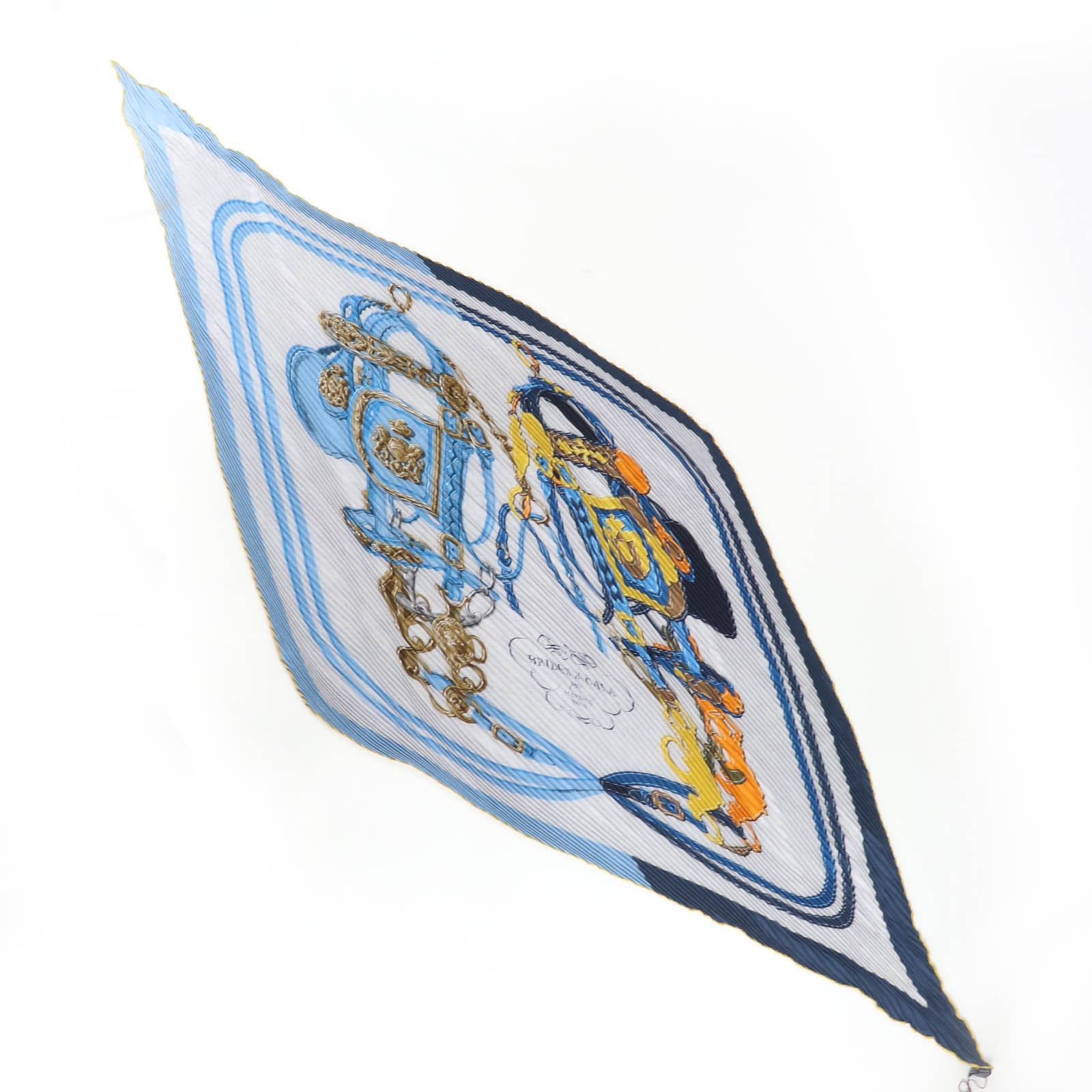 極美品 エルメス スカーフ BRIDES de GALA 式典用馬勒 ブルー系