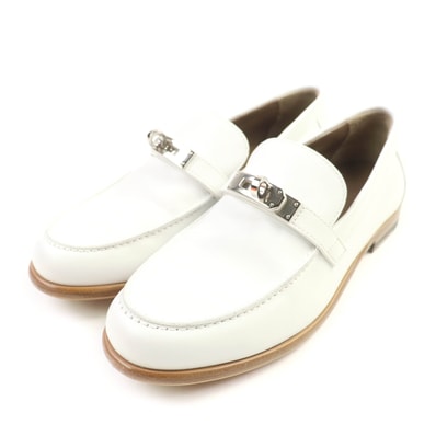 極美品 エルメス
ローファー モカシン デスタン ホワイト レディース 36.5