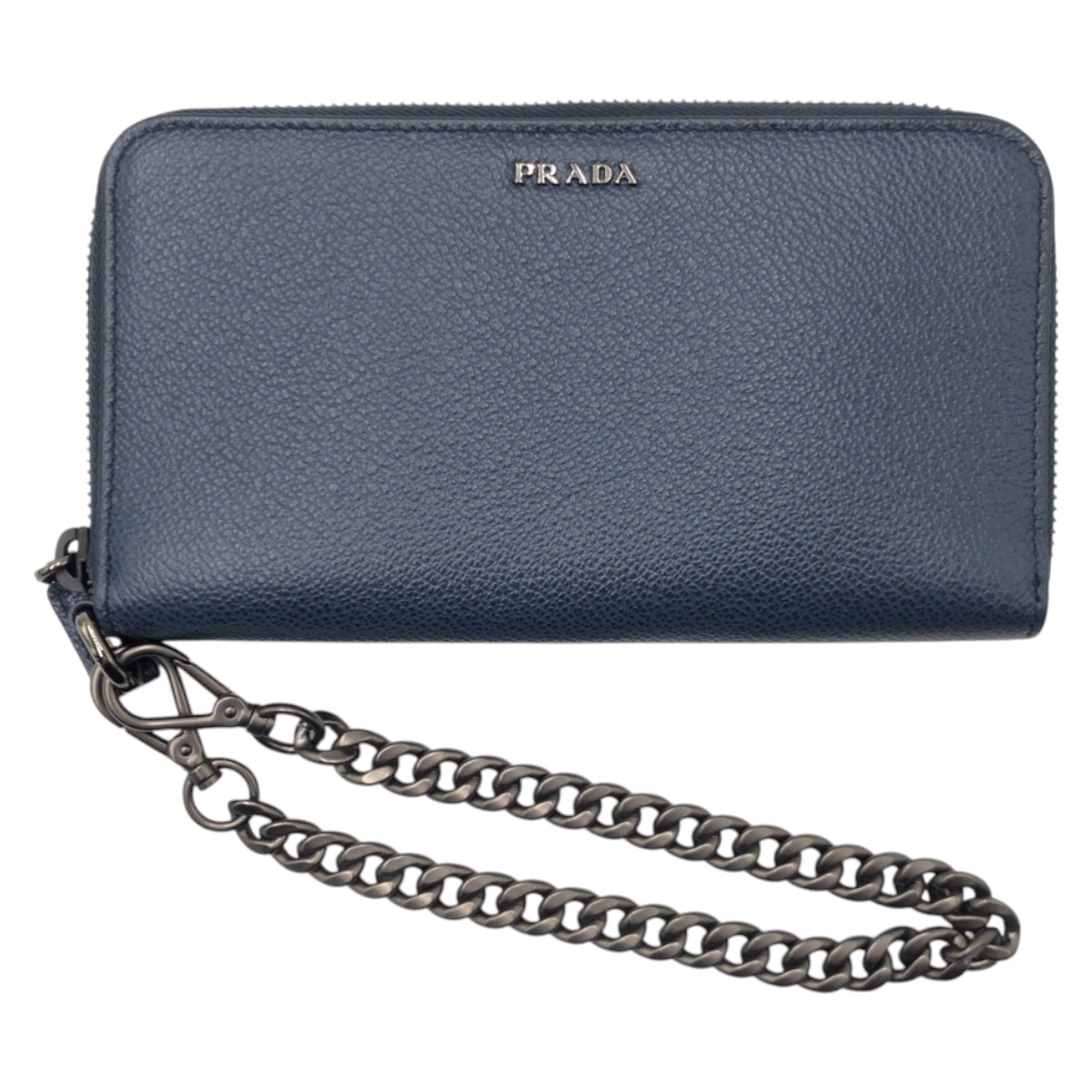 超美品 PRADA プラダ ネイビー ブラック金具 レザー プラスチック/ 長財布 ロングウォレット 502660 【中古】