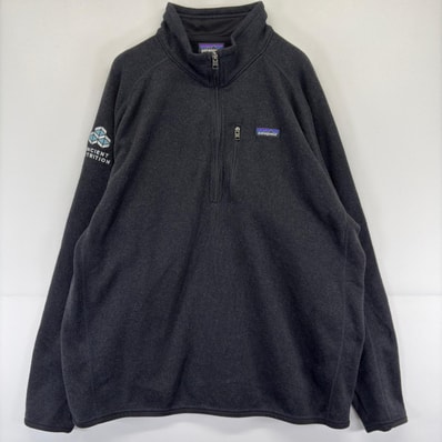 古着 パタゴニア patagonia フリース ジャケット ベターセーター 大きいサイズ ワンポイント ロゴ ハーフジップ 2XL ブラック メンズ