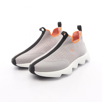 エルメス HERMES エクレール ニット スニーカー 靴 ファブリック オレンジ メンズ グレー系 / オレンジ系 【中古】