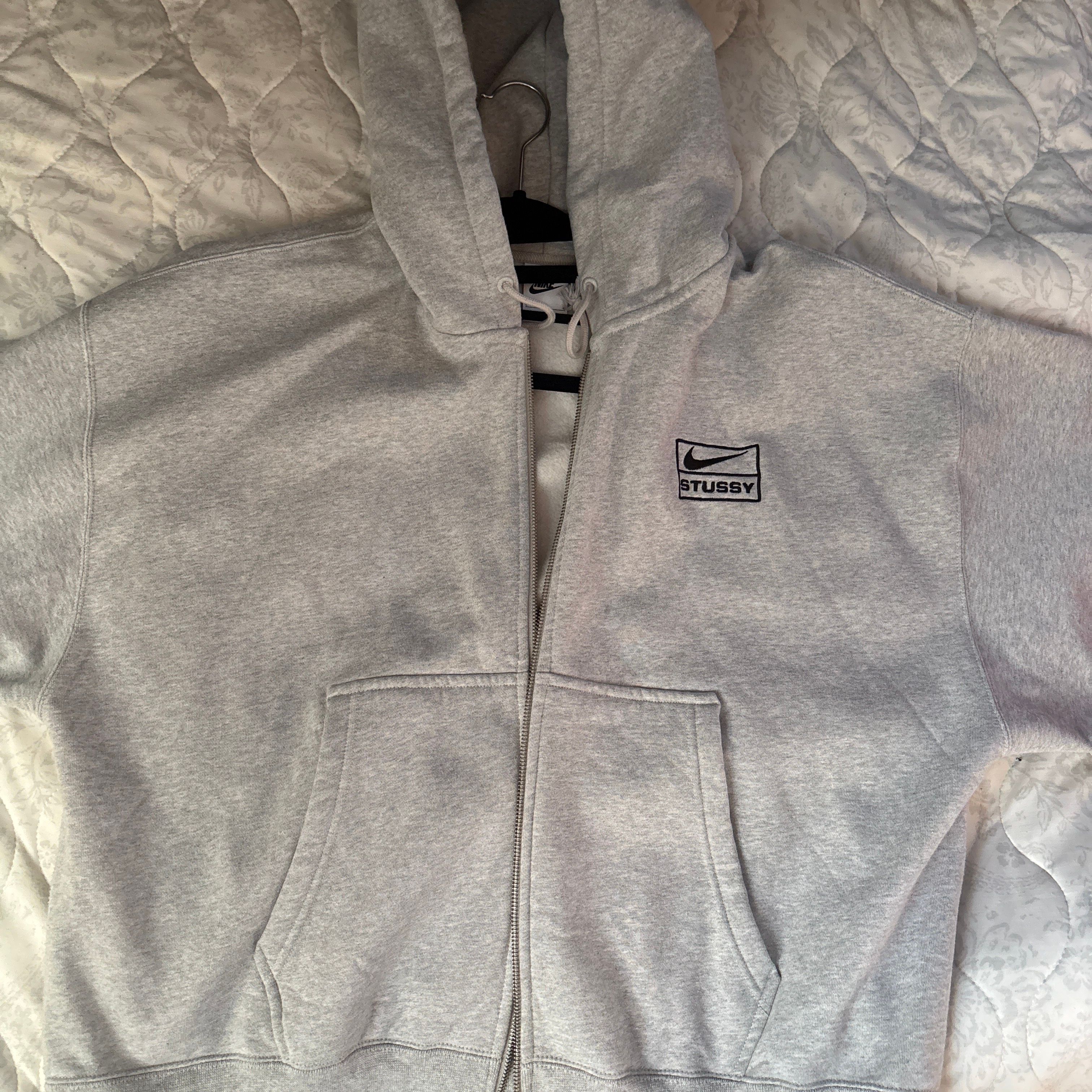 Stussy x Nike Fleece Zip Hoodie "Grey Heather" (US Size) FJ9181-050