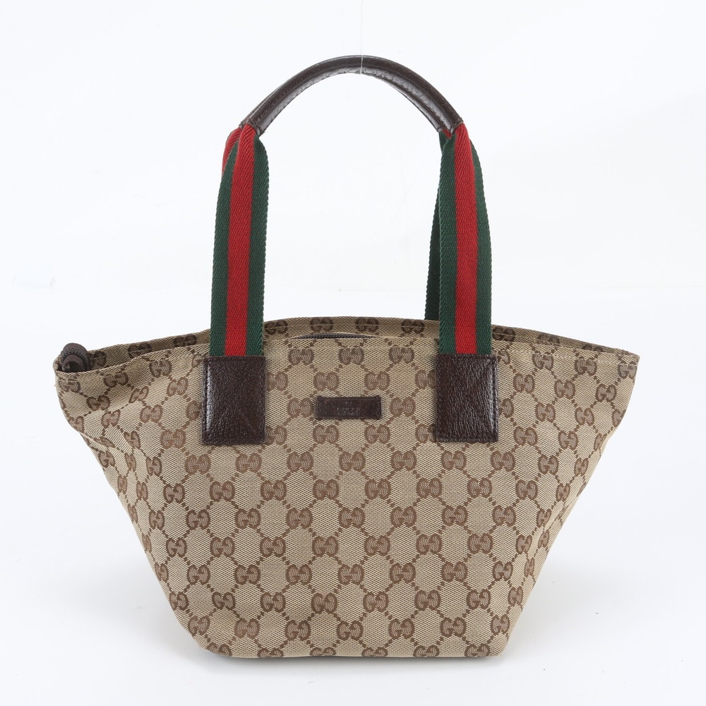 ■美品 グッチ GGキャンバス シェリー ライン131228 トート バッグ