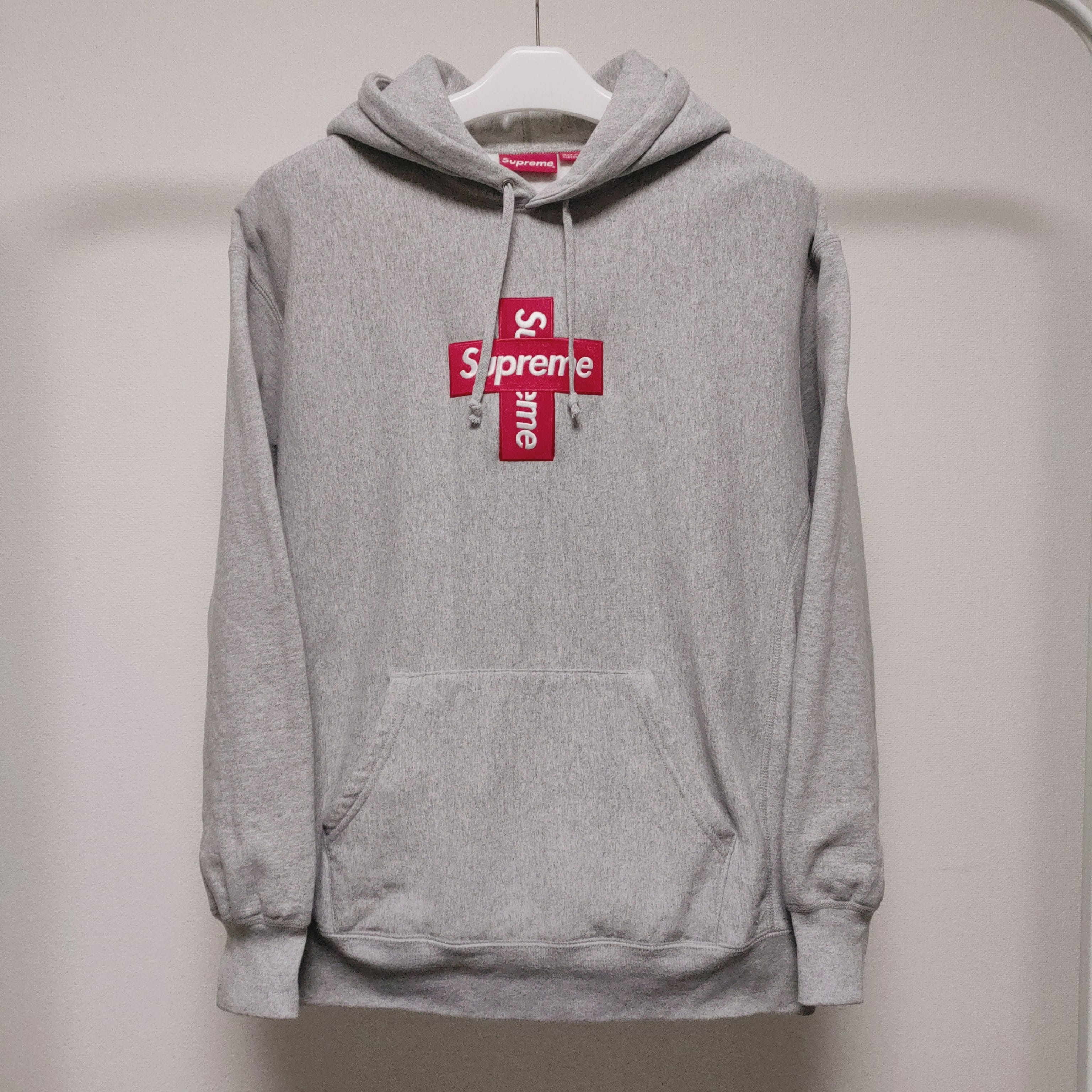 Supreme Cross Box Logo Hooded Sweatshirt "Grey"