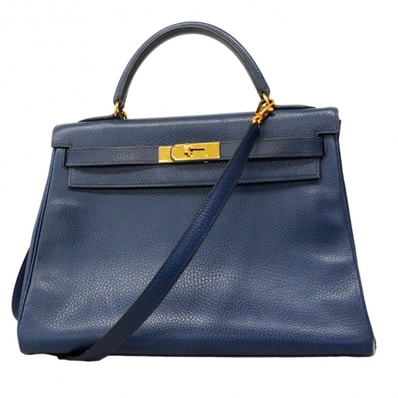 【6dd4689】エルメス ハンドバッグ ケリー32 アルデンヌ ブルー ゴールド金具 □B刻印 2wayバッグ【中古】レディース