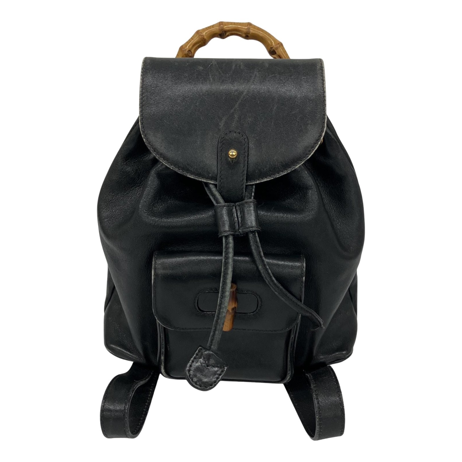 △△GUCCI グッチ レザー バンブー ミニ リュック 一部破損有 003-2034-0030 ブラック
