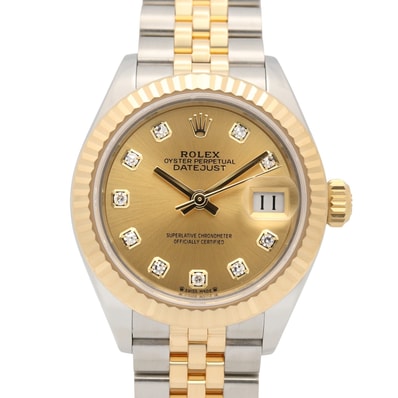 ロレックス ROLEX デイトジャスト 10Pダイヤ ランダム番 腕時計 時計 K18(イエローゴールド) ステンレススチール ダイヤモンド レディース ゴールド系 シャンパン/新ダイヤ 279173G 【中古】