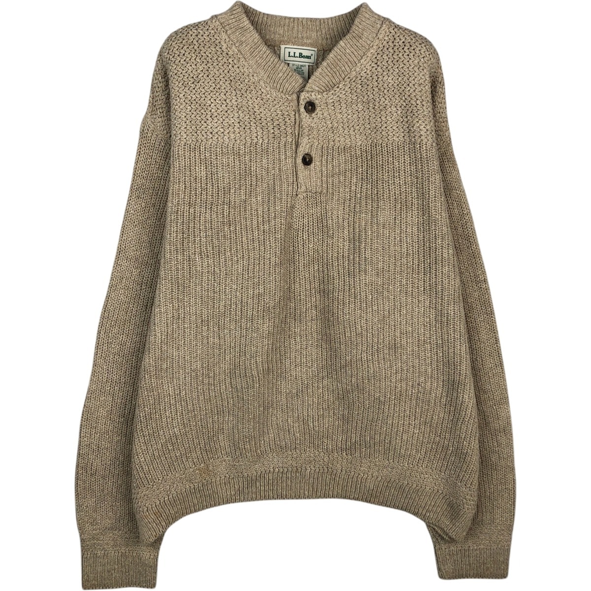 古着 90年代 エルエルビーン L.L.Bean ヘンリーネック コットンニットセーター USA製 メンズL相当 ヴィンテージ/eaa627414