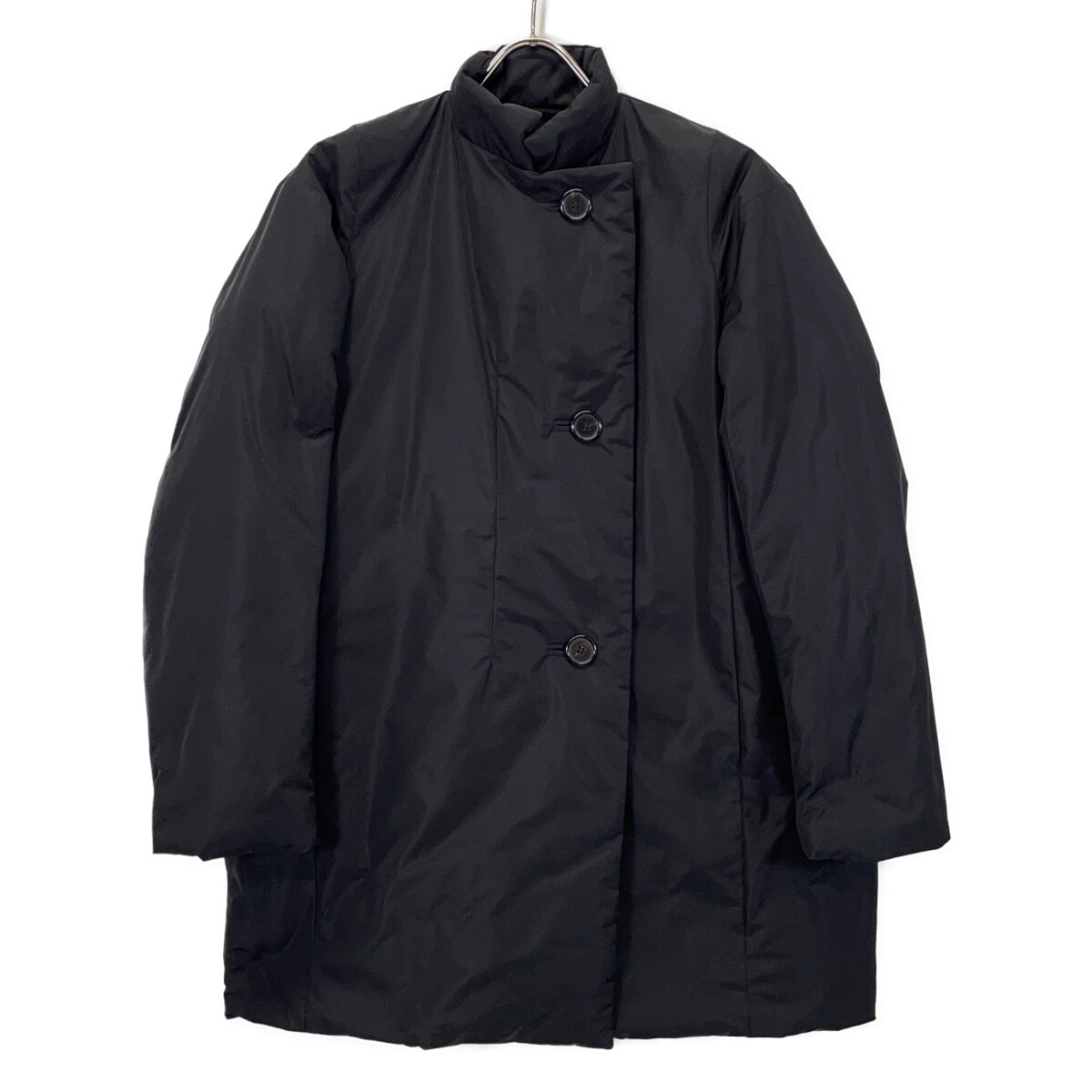 ジルサンダー ブラック ポリエステル ダウン ピーコート