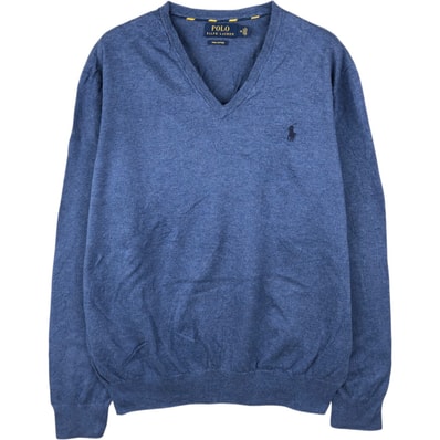 古着 ラルフローレン Ralph Lauren POLO RALPH LAUREN Vネック ピマコットンニットセーター メンズM相当/eaa637185