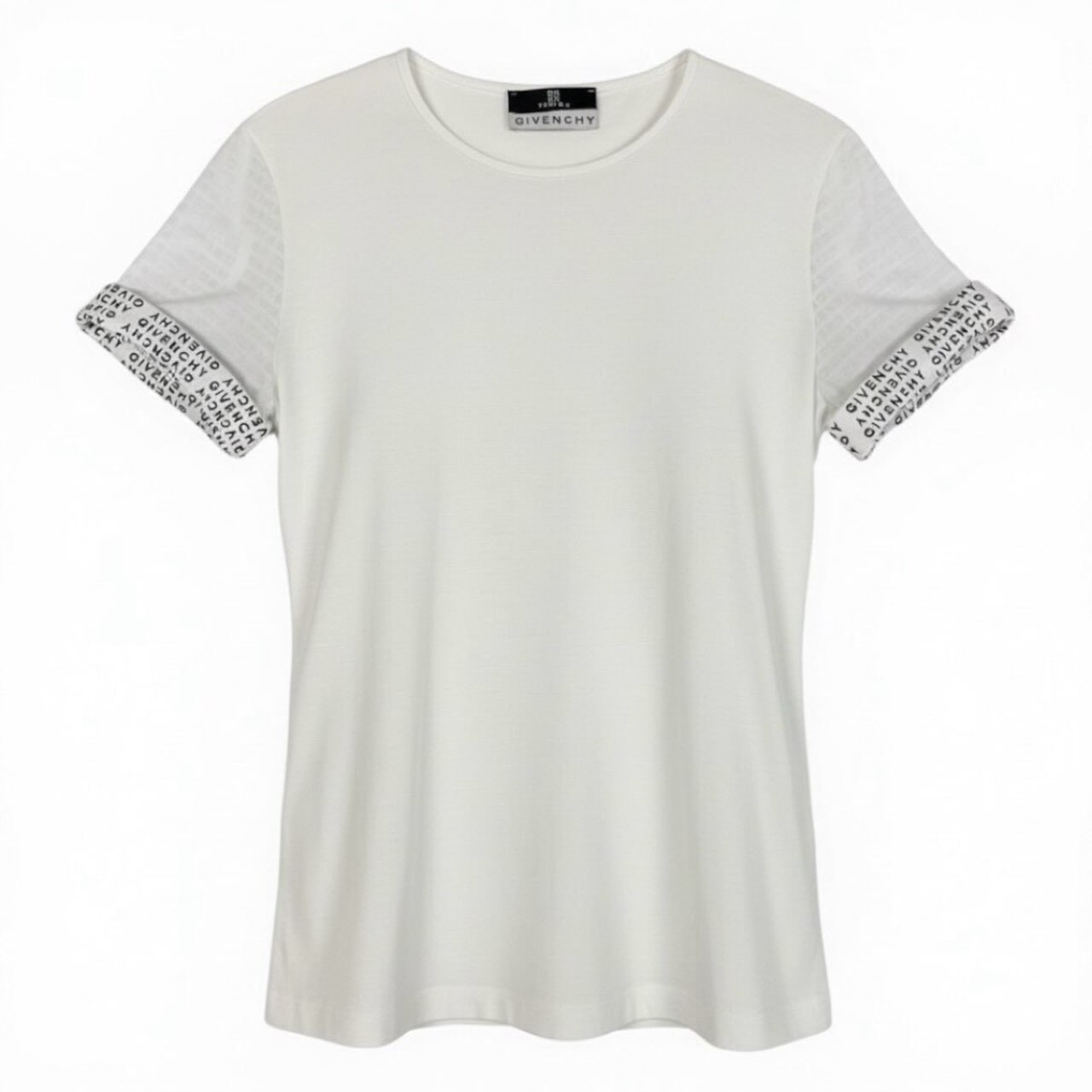 Givenchy ジバンシー リーブブランドロゴ ストレッチ素材 トップスカットソー ホワイト レーヨン スパンデックス/ 半袖Tシャツ A3-00161 【中古】