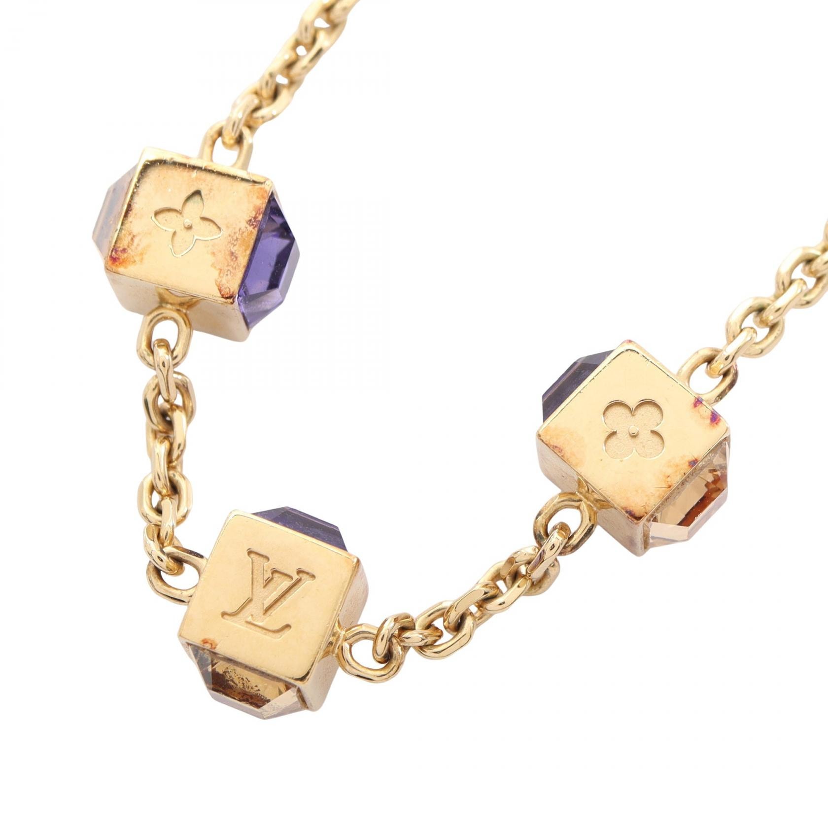 ルイ・ヴィトン LOUIS VUITTON コリエ ギャンブル ネックレス ジュエリー GP(ゴールドメッキ) ラインストーン レディース ゴールド系 M66061 【中古】