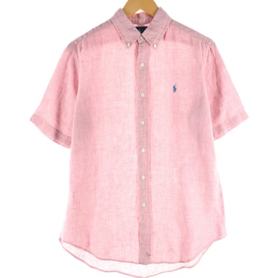 古着 ラルフローレン Ralph Lauren 半袖 リネン ボタンダウンシャツ メンズS相当/eaa541074
