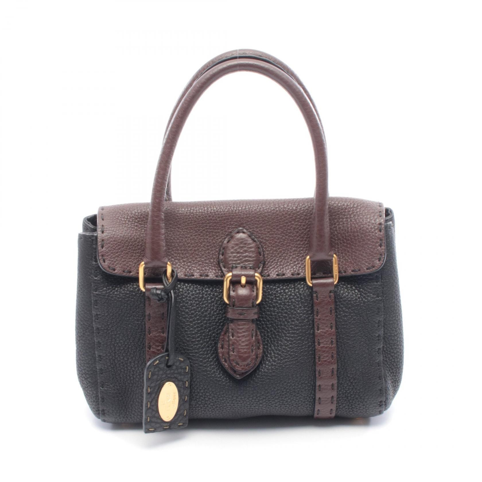フェンディ FENDI セレリア ミニリンダ ハンドバッグ バッグ レザー レディース ブラック系 / ブラウン系 8BR486 【中古】