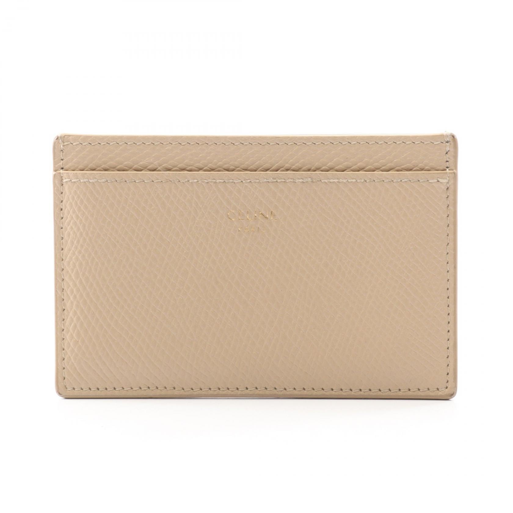 セリーヌ CELINE カードホルダー カードケース アクセサリー レザー レディース ベージュ系 10B703BEL 【中古】
