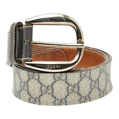 グッチ GGスプリーム ベルト 80/32 246380 ベージュ ブラウン PVC レザー レディース GUCCI 【中古】