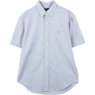 古着 ラルフローレン Ralph Lauren CLASSIC FIT クラシックフィット 半袖 ボタンダウン ストライプシャツ メンズM相当/eaa660140