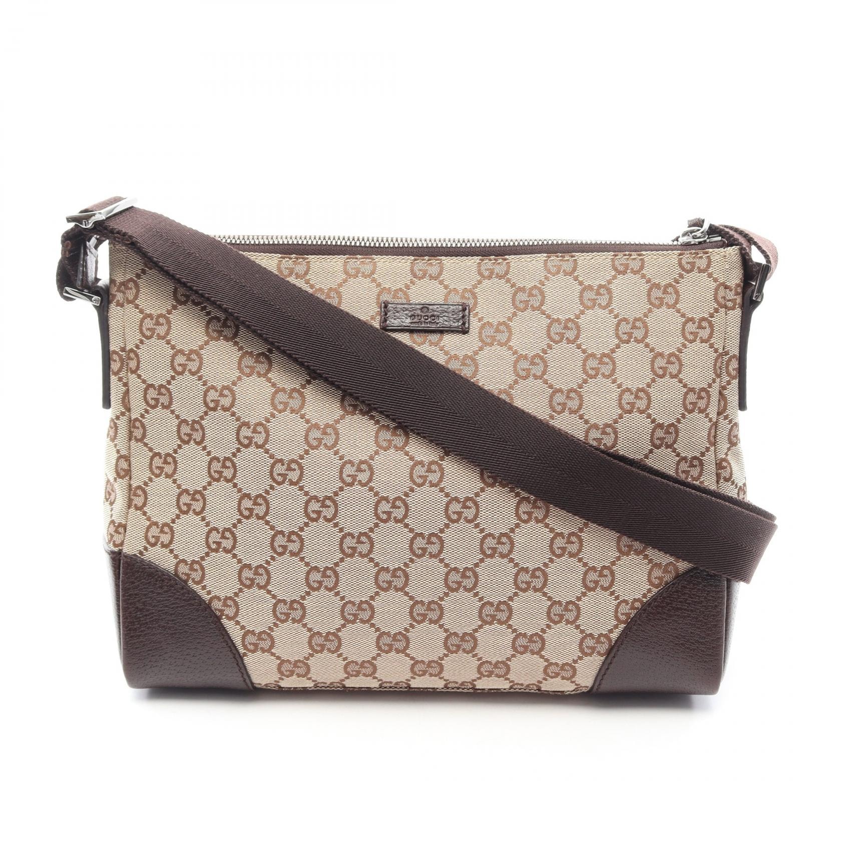 グッチ GUCCI GGキャンバス ショルダーバッグ バッグ キャンバス レザー レディース ベージュ系 / ブラウン系 114273 【中古】