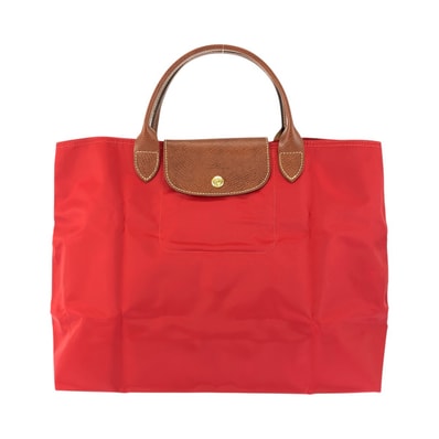 美品 Longchamp ロンシャン ル プリアージュ レッド ブラウン ゴールド金具 ナイロン レザー/ ハンドバッグ トートバッグ 602822 【中古】