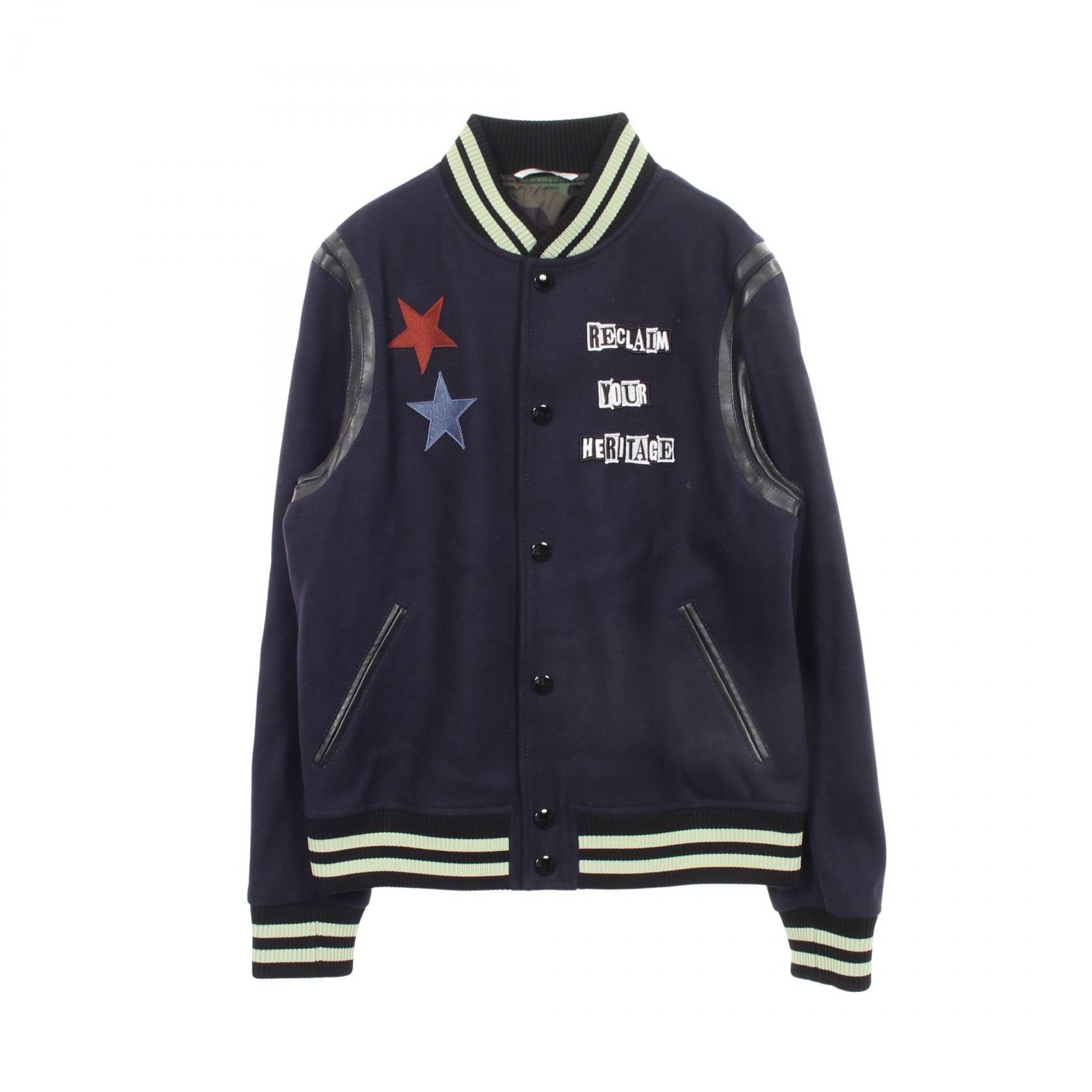 ヴァレンティノ・ガラヴァーニ Valentino Garavani VALENTINO GARAVANI × Jamie Reid スタジャン ブルゾン 衣料品 アウター ウール メンズ ネイビー系 / マルチカラー 【中古】