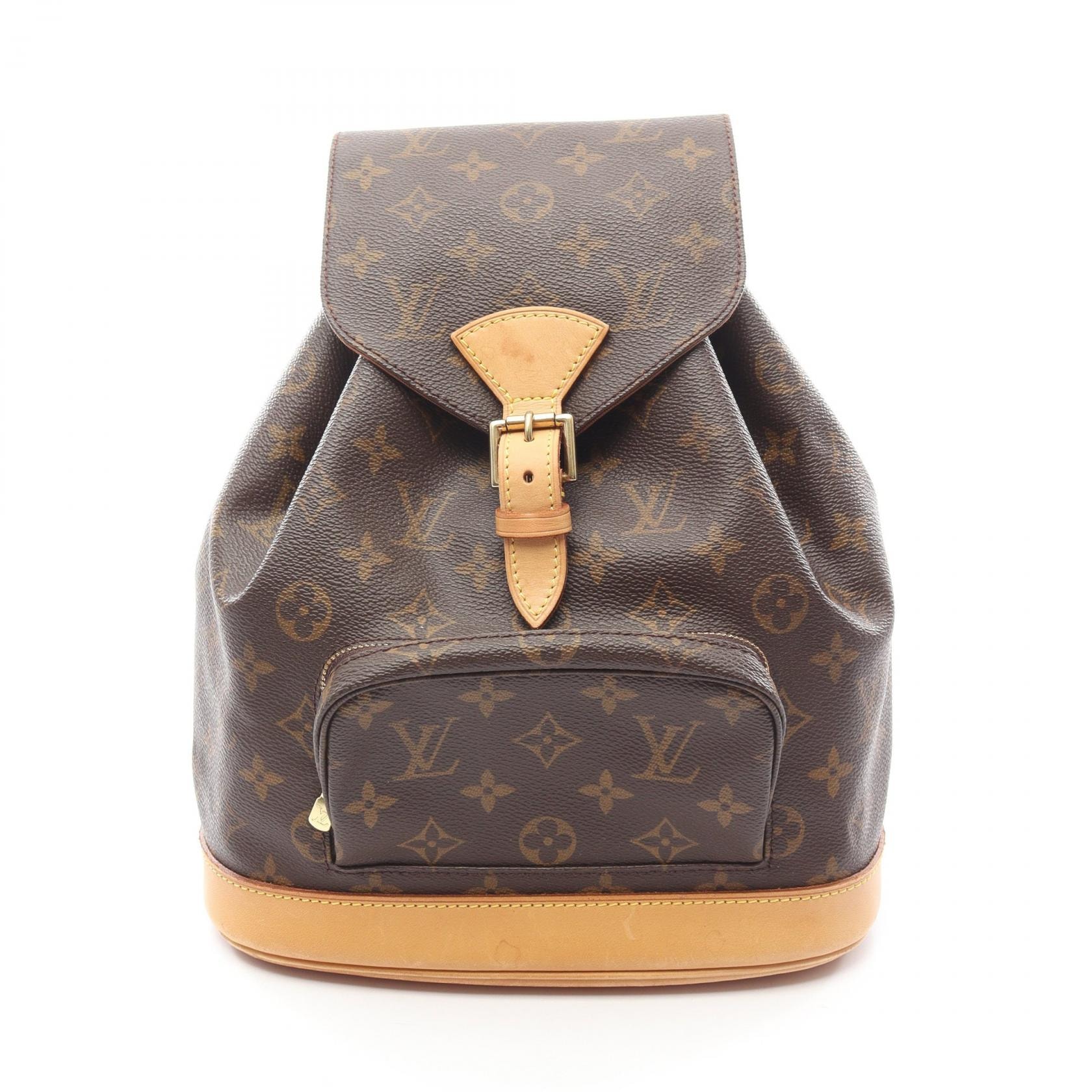 ルイ・ヴィトン LOUIS VUITTON モンスリMM モノグラム リュックサック バックパック バッグ PVCコーティングキャンバス レザー モノグラム レディース ブラウン系 M51136 【中古】