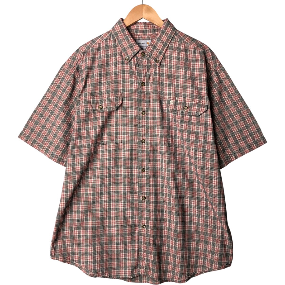 古着 カーハート Carhartt グレンチェック ボタンダウン 半袖 ワークシャツ メンズXL相当/eaa576950