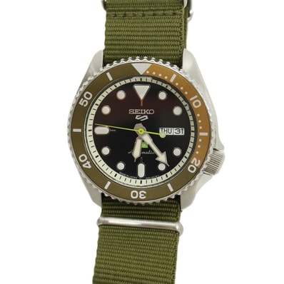 【中古】ハフ HUF × SEIKO 世界1000本限定 ステンレス×ナイロン 腕時計 オリーブグリーンxシルバー【メンズ】