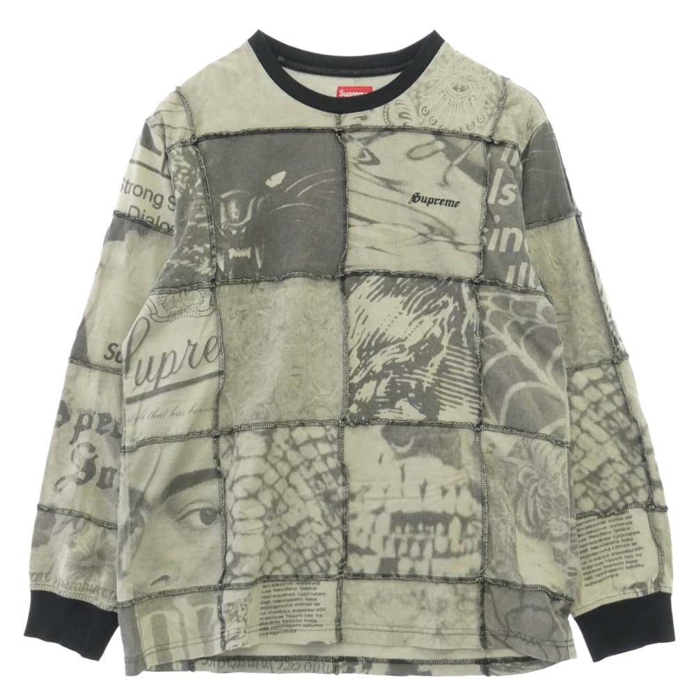 Supreme シュプリーム 21SS Mosaic Patchwork L/S Top モザイク パッチワーク ロングスリーブ カットソー 長袖 グレー系 M【中古】