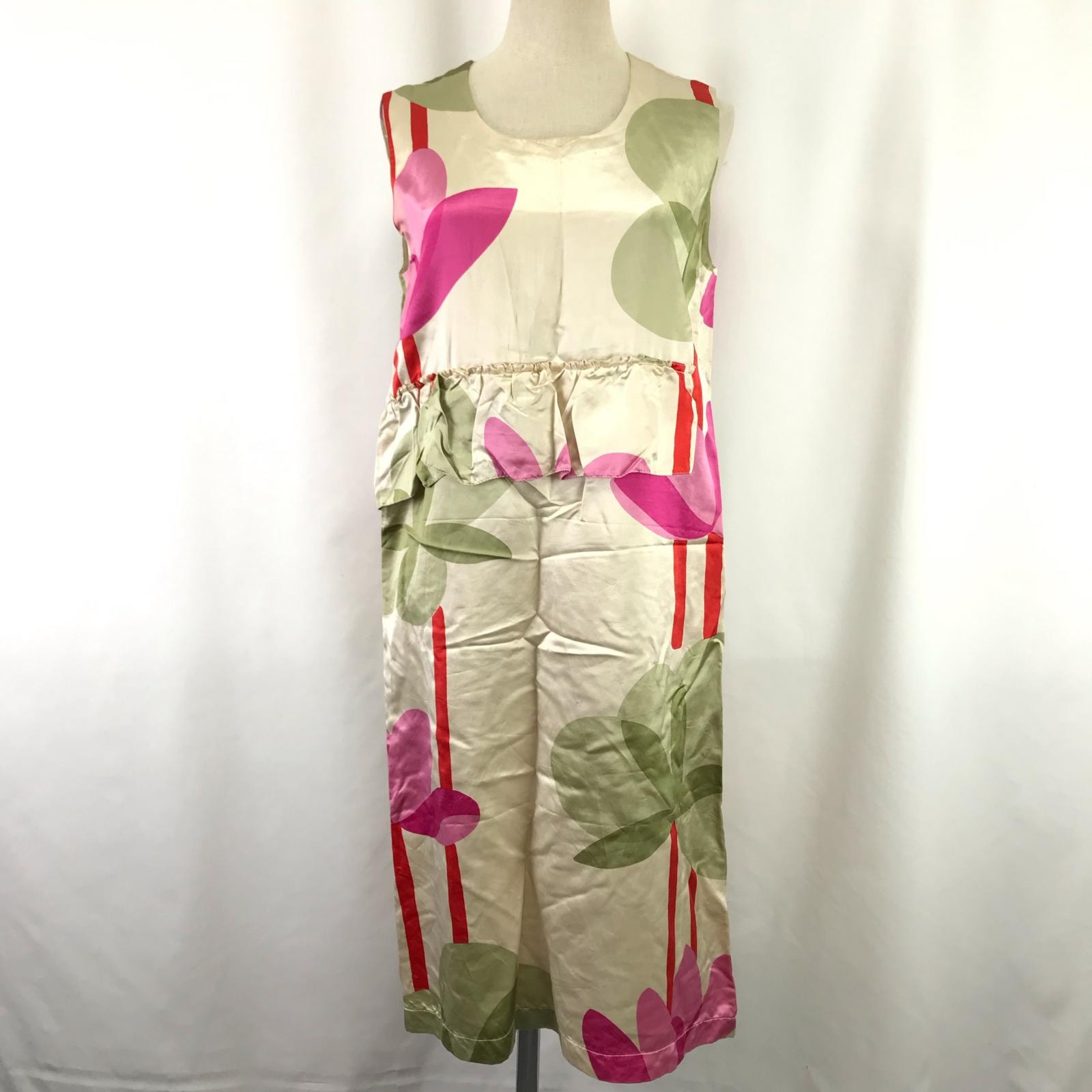 イタリア製MARNI【マルニ】 ワンピース レディース【size:M程度/膝丈/ベージュ系/花柄/beige】サテン生地/dress◆BJ012-a