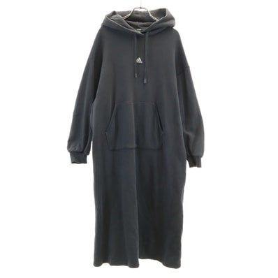 adidas アディダス バックロゴ 長袖 スウェット ロングワンピース M チャコールグレー