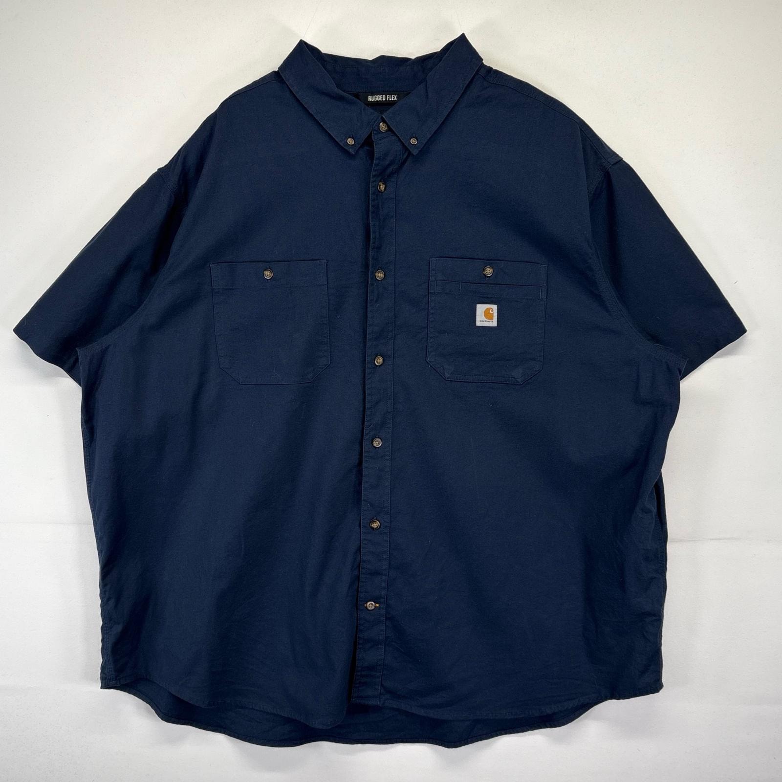 古着 カーハート Carhartt 半袖シャツ 大きいサイズ ワンポイントロゴ ワーク ポケット 14043  ネイビー メンズ