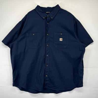 古着 カーハート Carhartt 半袖シャツ 大きいサイズ ワンポイントロゴ ワーク ポケット 14043 ネイビー メンズ